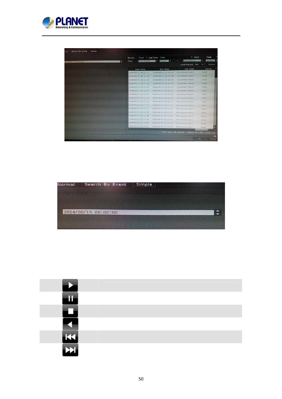 2 playback control buttons | PLANET NVR-1615 User Manual | Page 50 / 57
