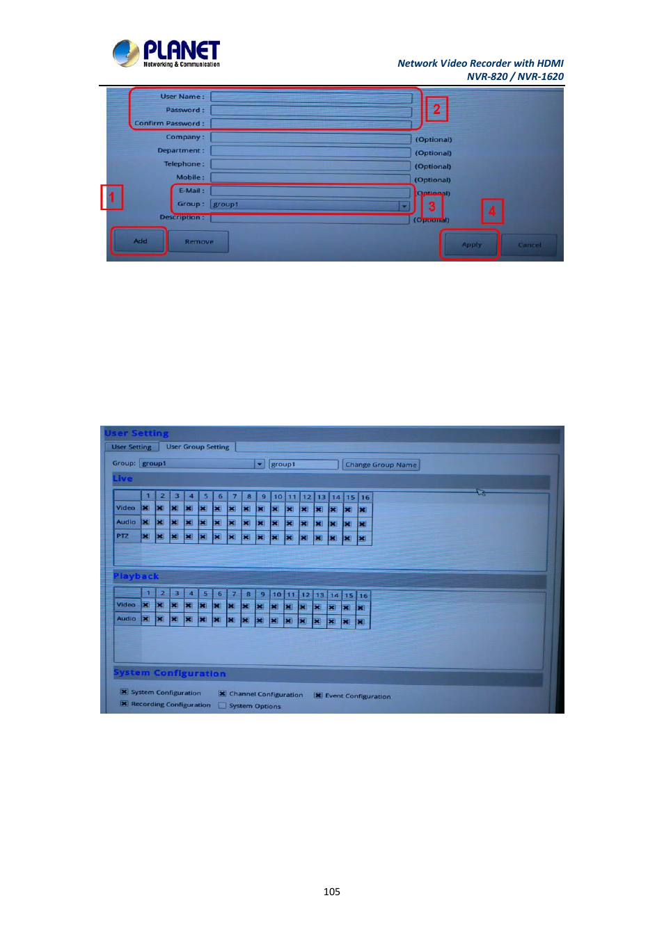 5 user account -- user group setting | PLANET NVR-1620 User Manual | Page 105 / 138