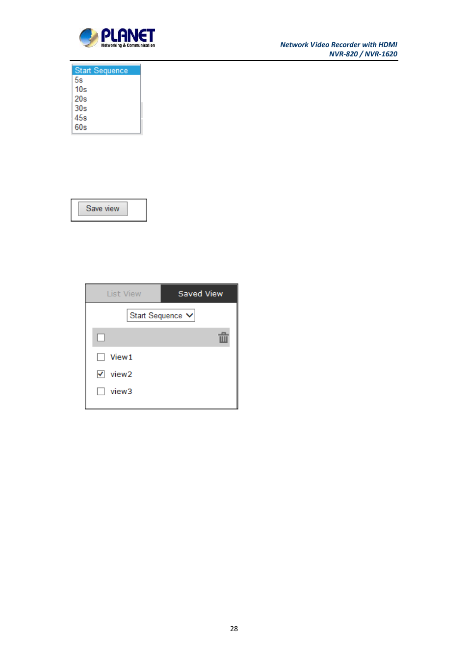 3 save viewing, 4 saved viewing, 5 setting up password | Save viewing, Saved viewing, Setting up password | PLANET NVR-1620 User Manual | Page 28 / 138