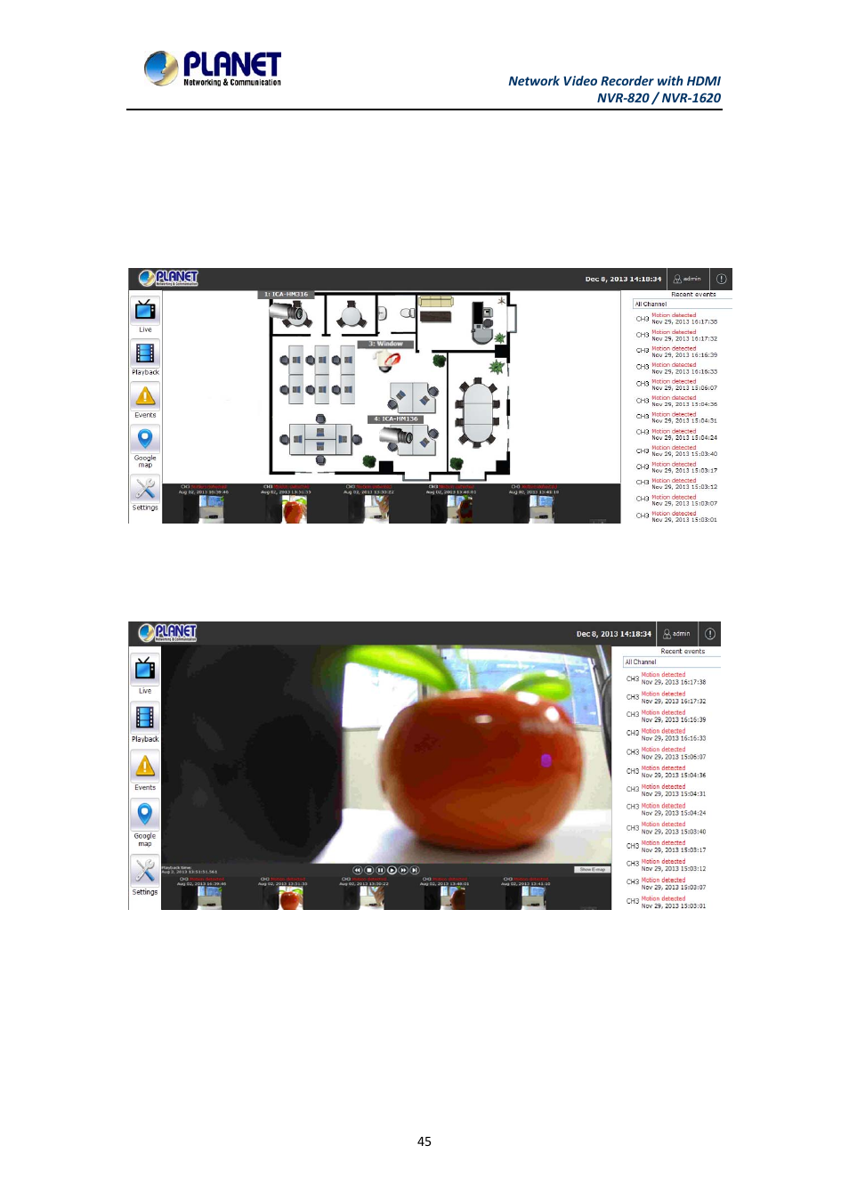 Chapter 6. event viewing, Chapter 6 | PLANET NVR-1620 User Manual | Page 45 / 138