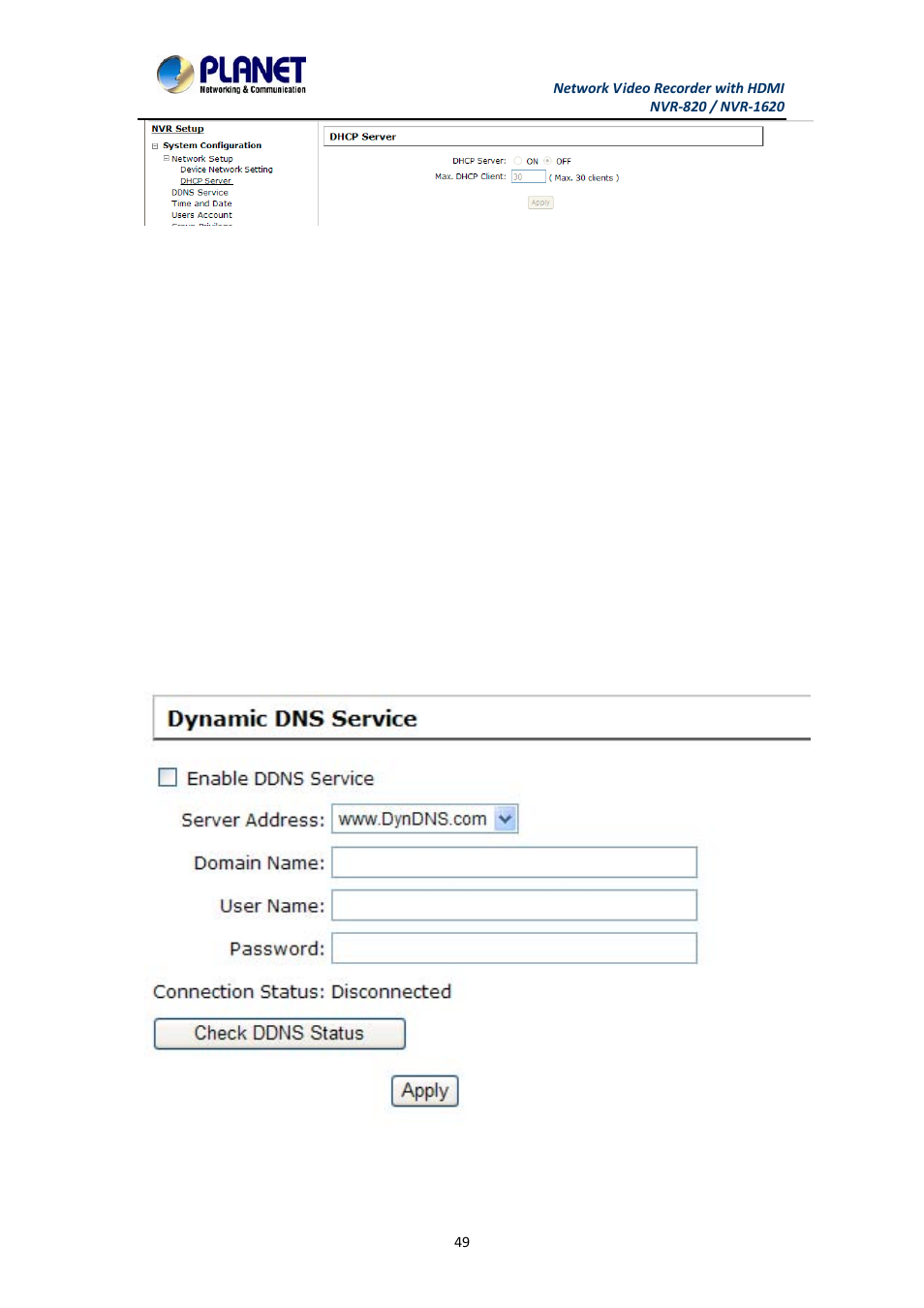 3 ddns service, Ddns service | PLANET NVR-1620 User Manual | Page 49 / 138