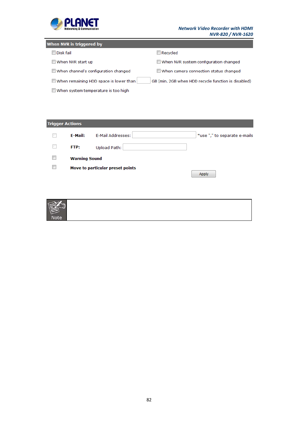 PLANET NVR-1620 User Manual | Page 82 / 138