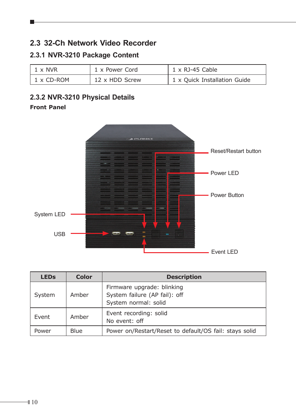 3 32-ch network video recorder | PLANET NVR-3210 User Manual | Page 10 / 16