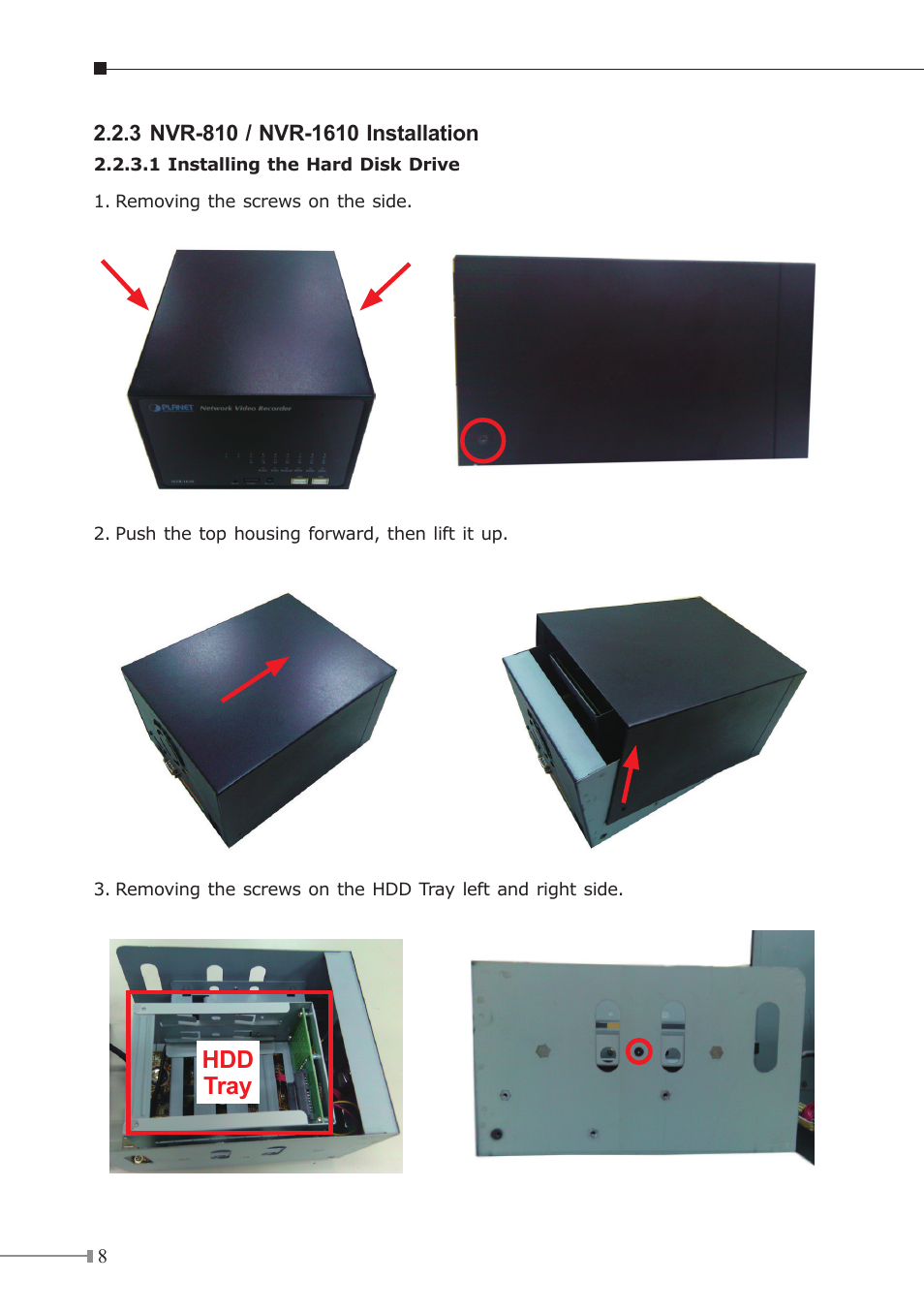 Hdd tray | PLANET NVR-3210 User Manual | Page 8 / 16