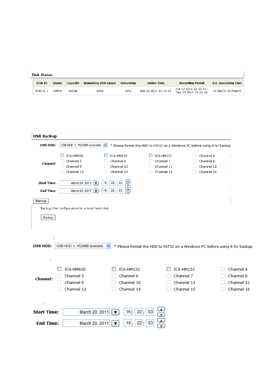 4 disk status, 5 usb backup | PLANET NVR-3250 User Manual | Page 74 / 74