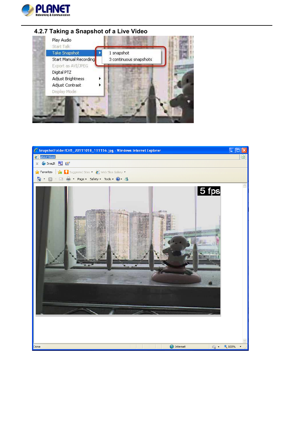 7 taking a snapshot of a live video | PLANET NVR-420 User Manual | Page 26 / 95