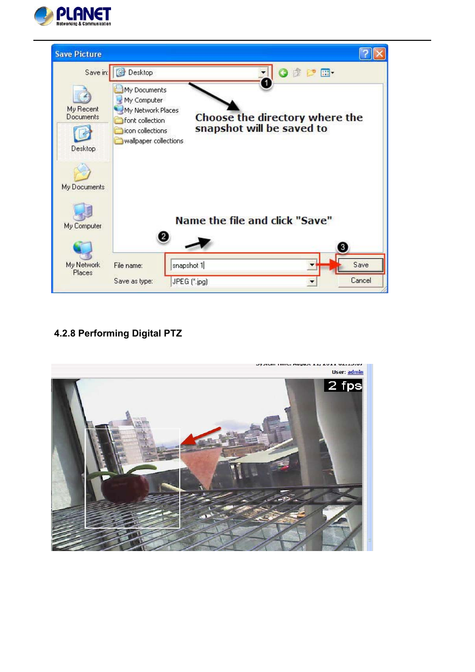 8 performing digital ptz | PLANET NVR-420 User Manual | Page 29 / 95