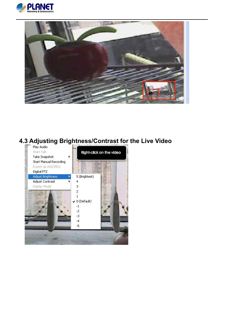 3 adjusting brightness/contrast for the live video | PLANET NVR-420 User Manual | Page 30 / 95