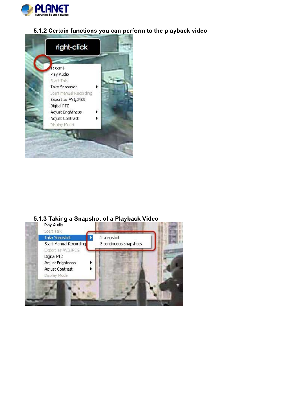 3 taking a snapshot of a playback video | PLANET NVR-420 User Manual | Page 36 / 95