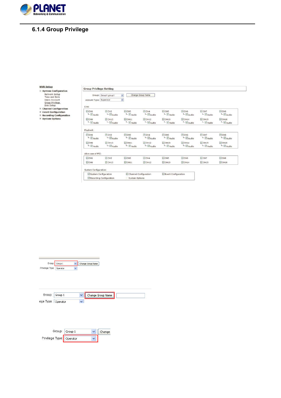 4 group privilege | PLANET NVR-420 User Manual | Page 49 / 95