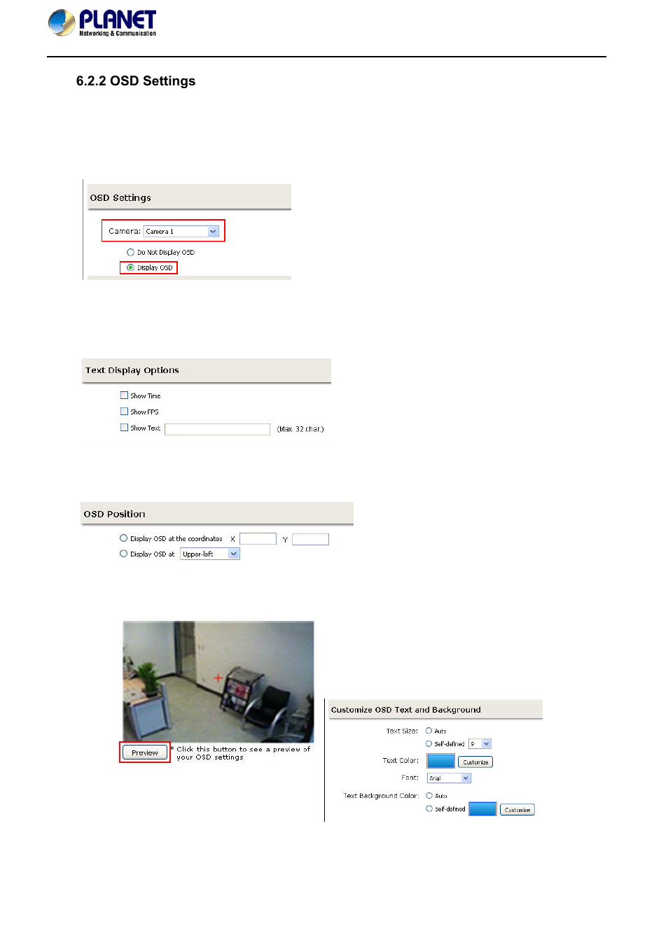 2 osd settings | PLANET NVR-420 User Manual | Page 54 / 95