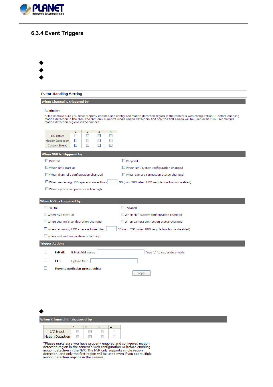 4 event triggers | PLANET NVR-420 User Manual | Page 65 / 95