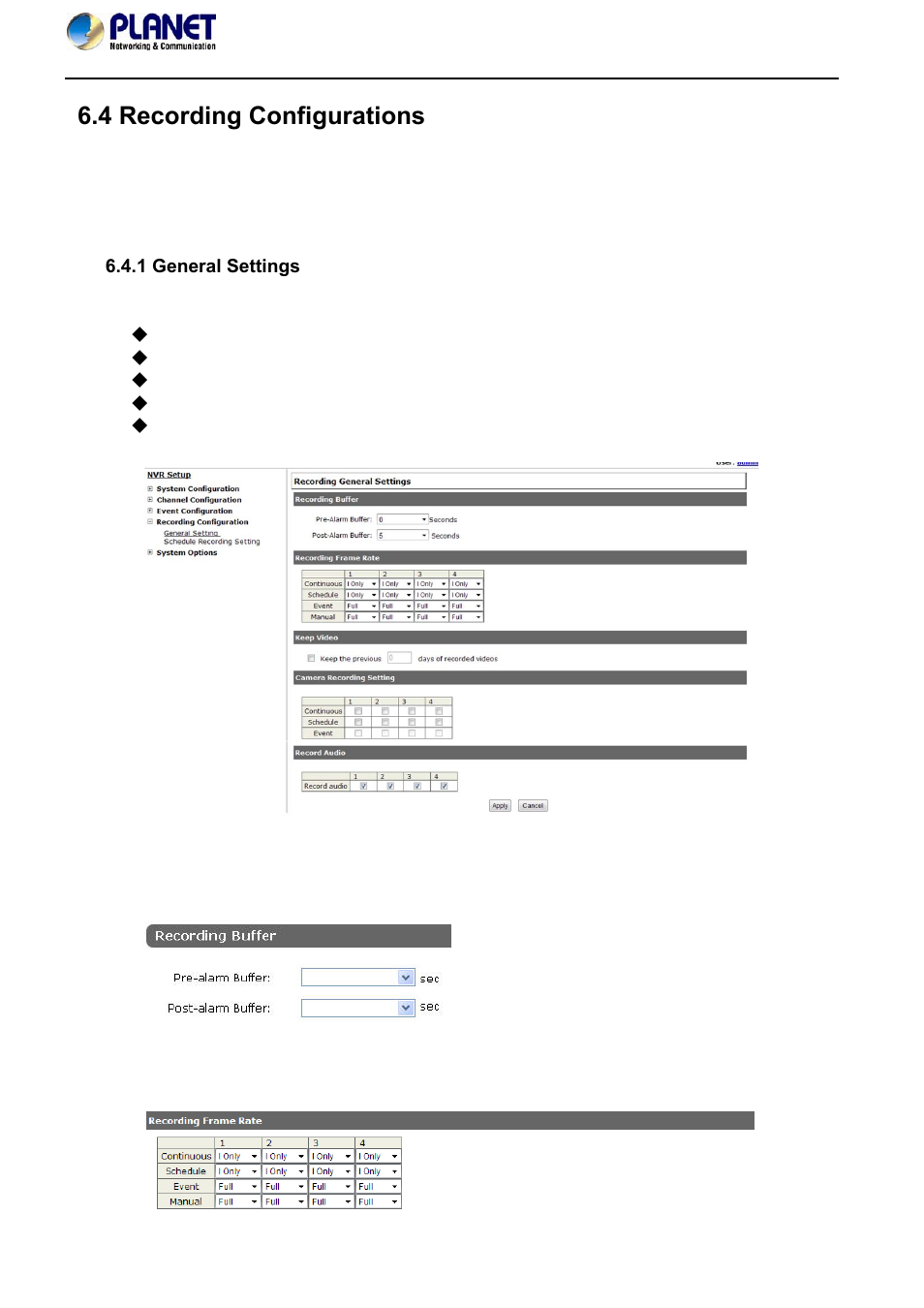 4 recording configurations, 1 general settings | PLANET NVR-420 User Manual | Page 67 / 95