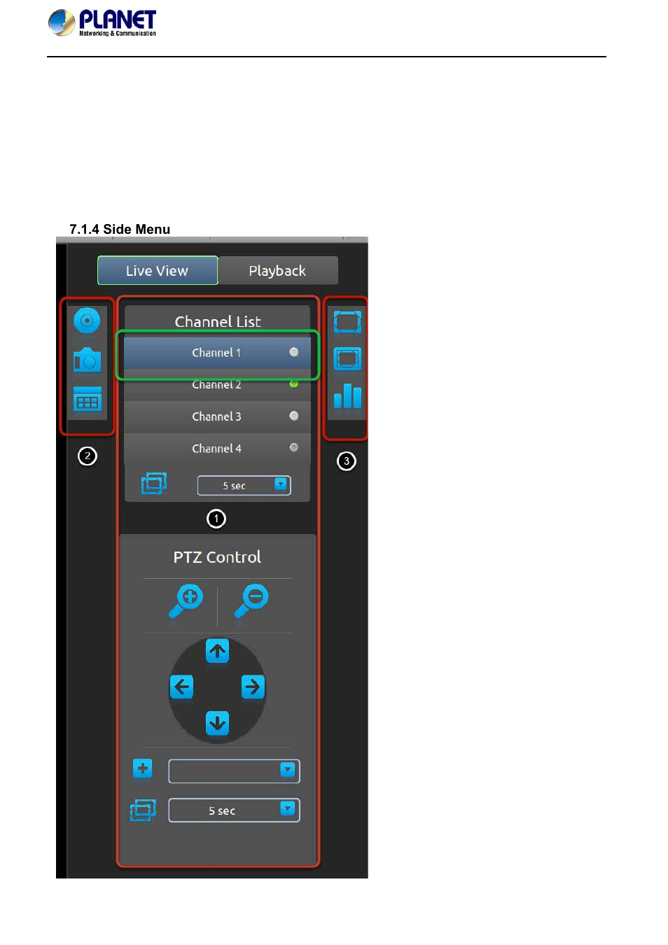 4 side menu | PLANET NVR-420 User Manual | Page 78 / 95