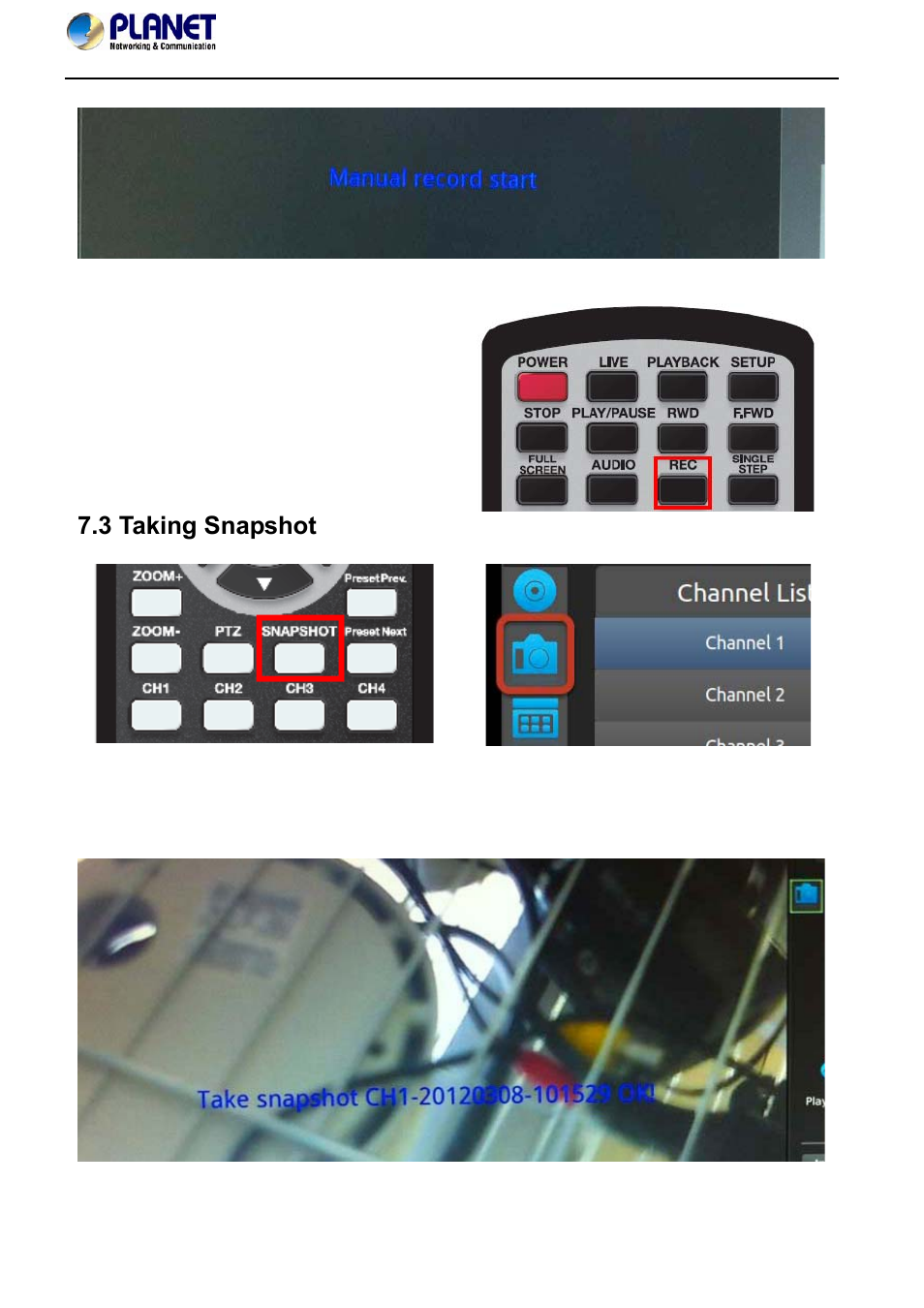 3 taking snapshot | PLANET NVR-420 User Manual | Page 85 / 95