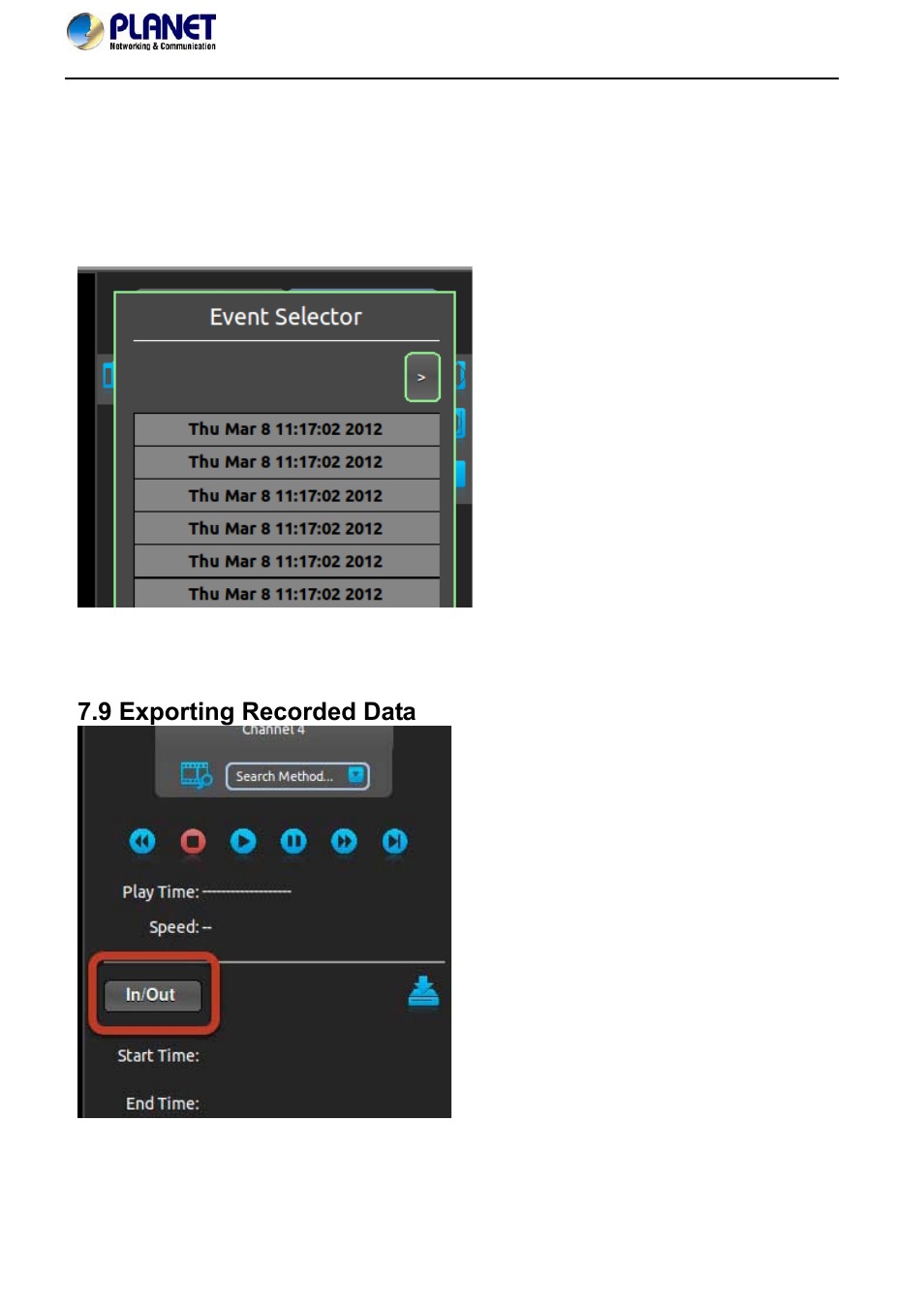 9 exporting recorded data | PLANET NVR-420 User Manual | Page 92 / 95