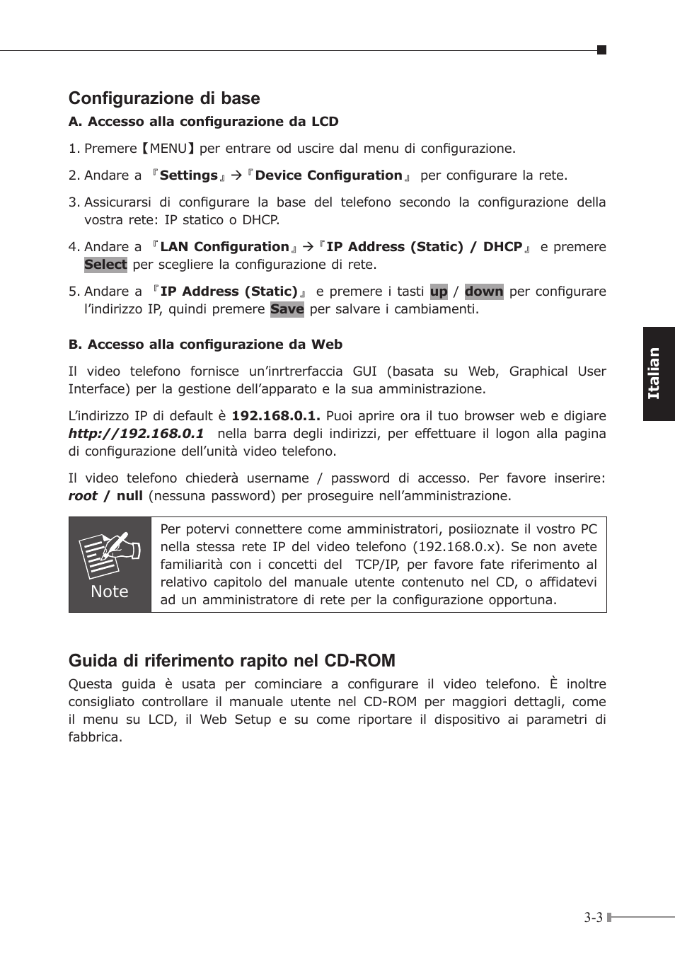 Configurazione di base, Guida di riferimento rapito nel cd-rom | PLANET ICF-1600 User Manual | Page 16 / 34