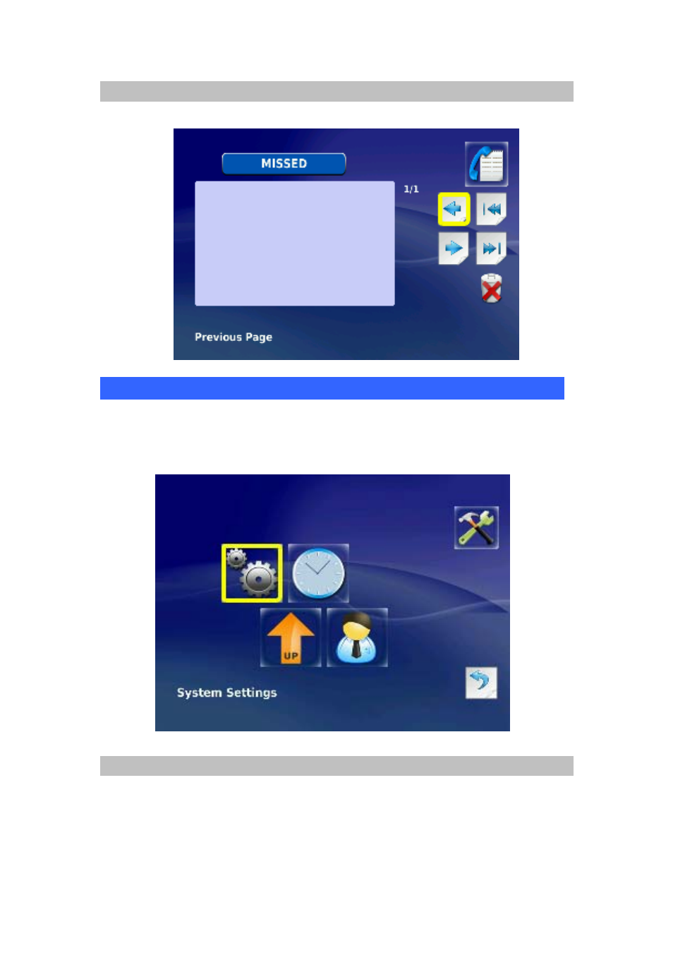 Missed, Settings, System settings | Ettings | PLANET ICF-1601 User Manual | Page 17 / 42