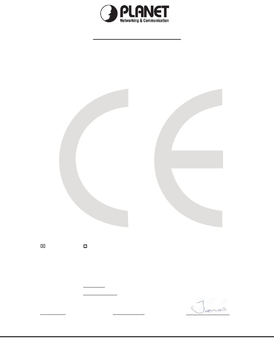 Ec declaration of conformity, Planet technology corporation | PLANET ICF-1601 User Manual | Page 42 / 42