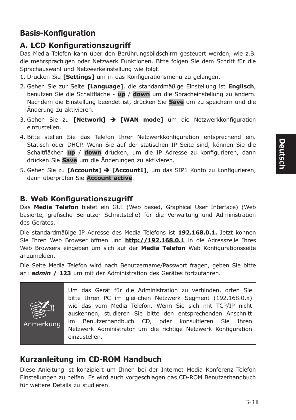 Deut sch basis-konfiguration, Kurzanleitung im cd-rom handbuch | PLANET ICF-1700 User Manual | Page 15 / 32