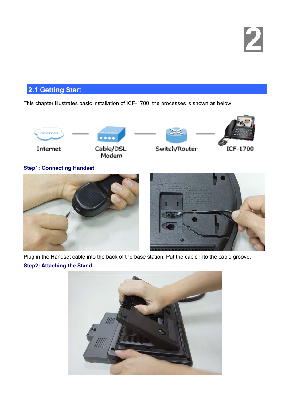 Chapter 2 installation, 1 getting start, Etting | Tart | PLANET ICF-1700 User Manual | Page 13 / 115