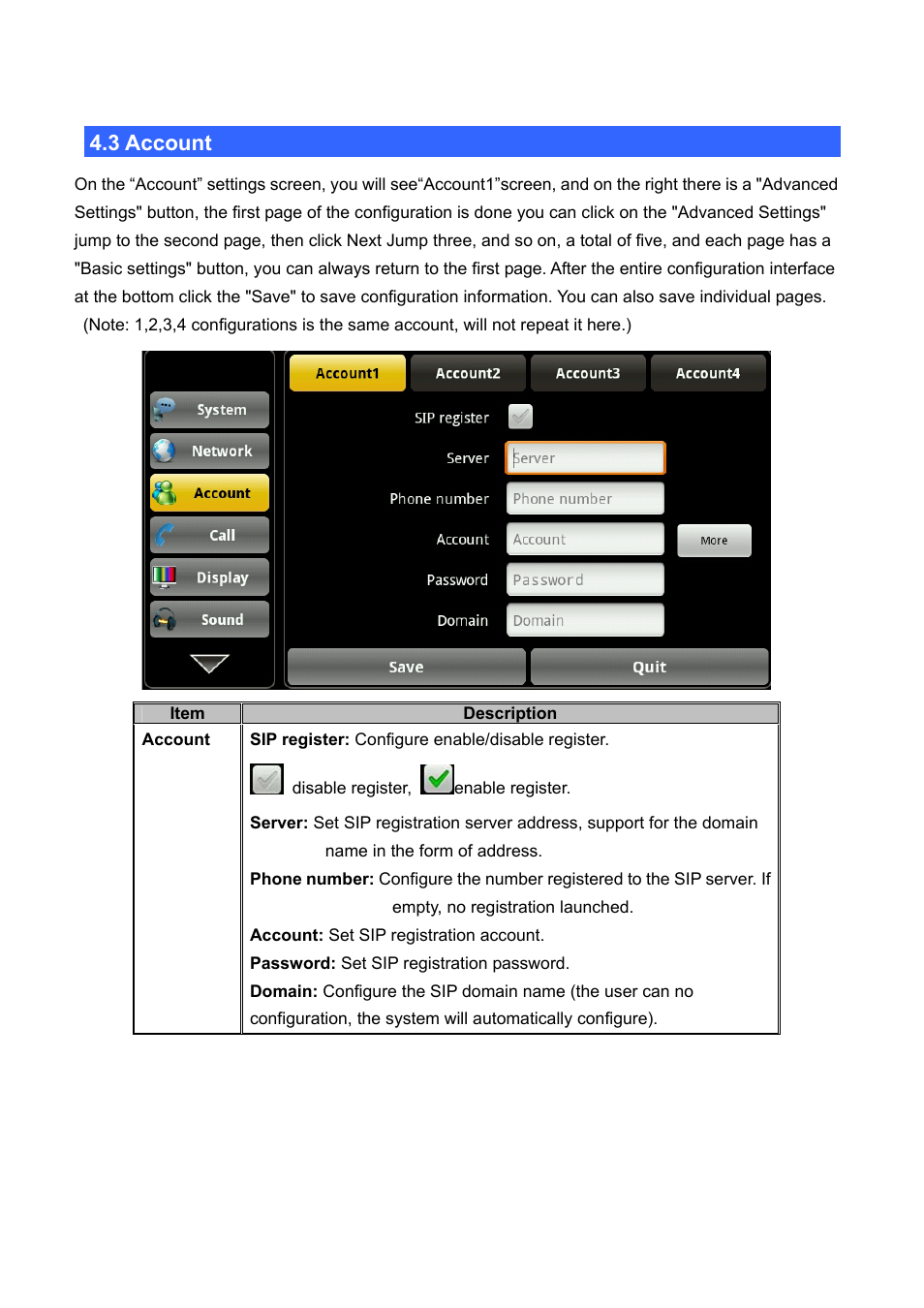 3 account, Ccount | PLANET ICF-1700 User Manual | Page 30 / 115