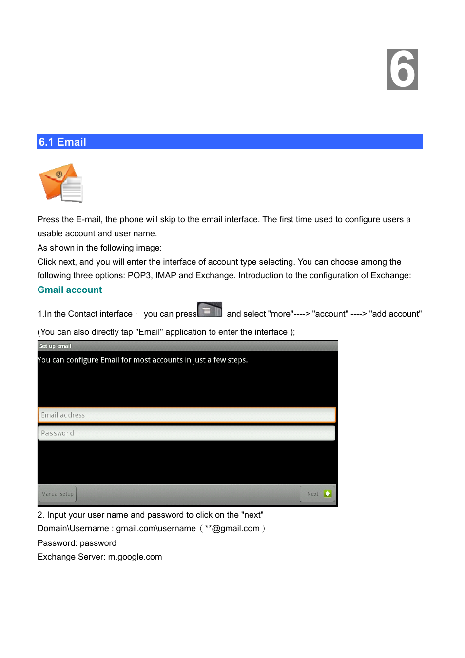 Chapter 6 other application, 1 email, Mail | PLANET ICF-1700 User Manual | Page 68 / 115