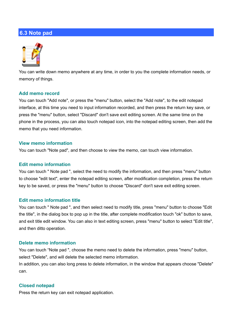 3 note pad, Ote pad | PLANET ICF-1700 User Manual | Page 73 / 115