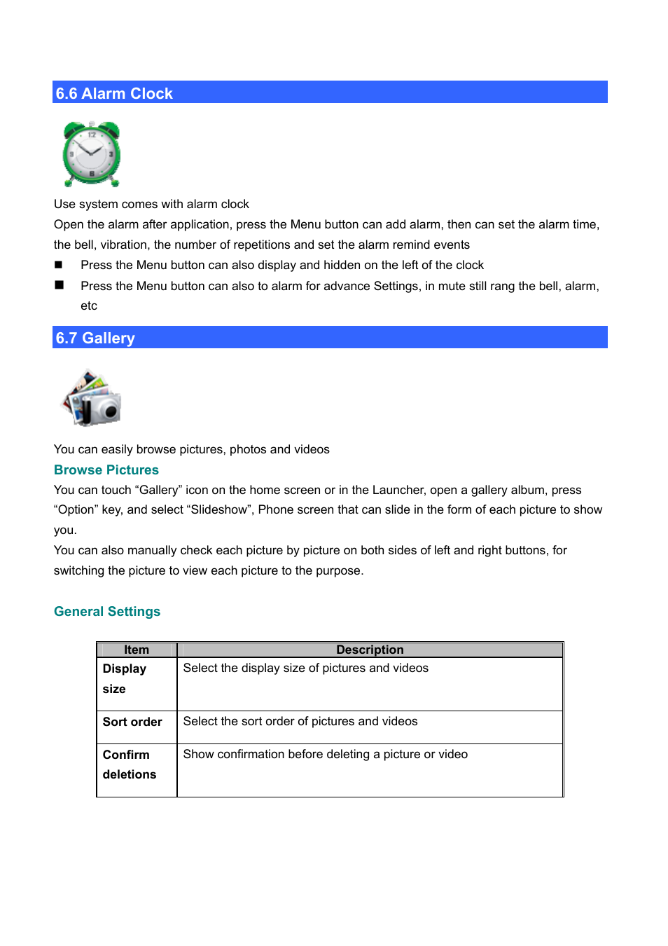 6 alarm clock, 7 gallery, Larm | Lock, Allery | PLANET ICF-1700 User Manual | Page 76 / 115