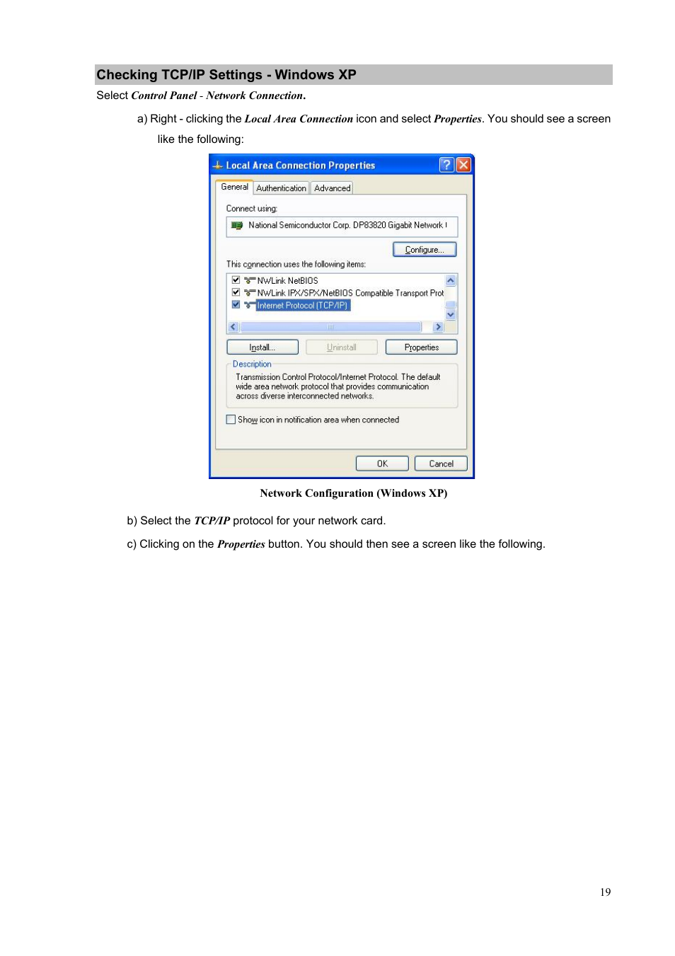 Checking tcp/ip settings - windows xp | PLANET IPX-1500 User Manual | Page 19 / 85