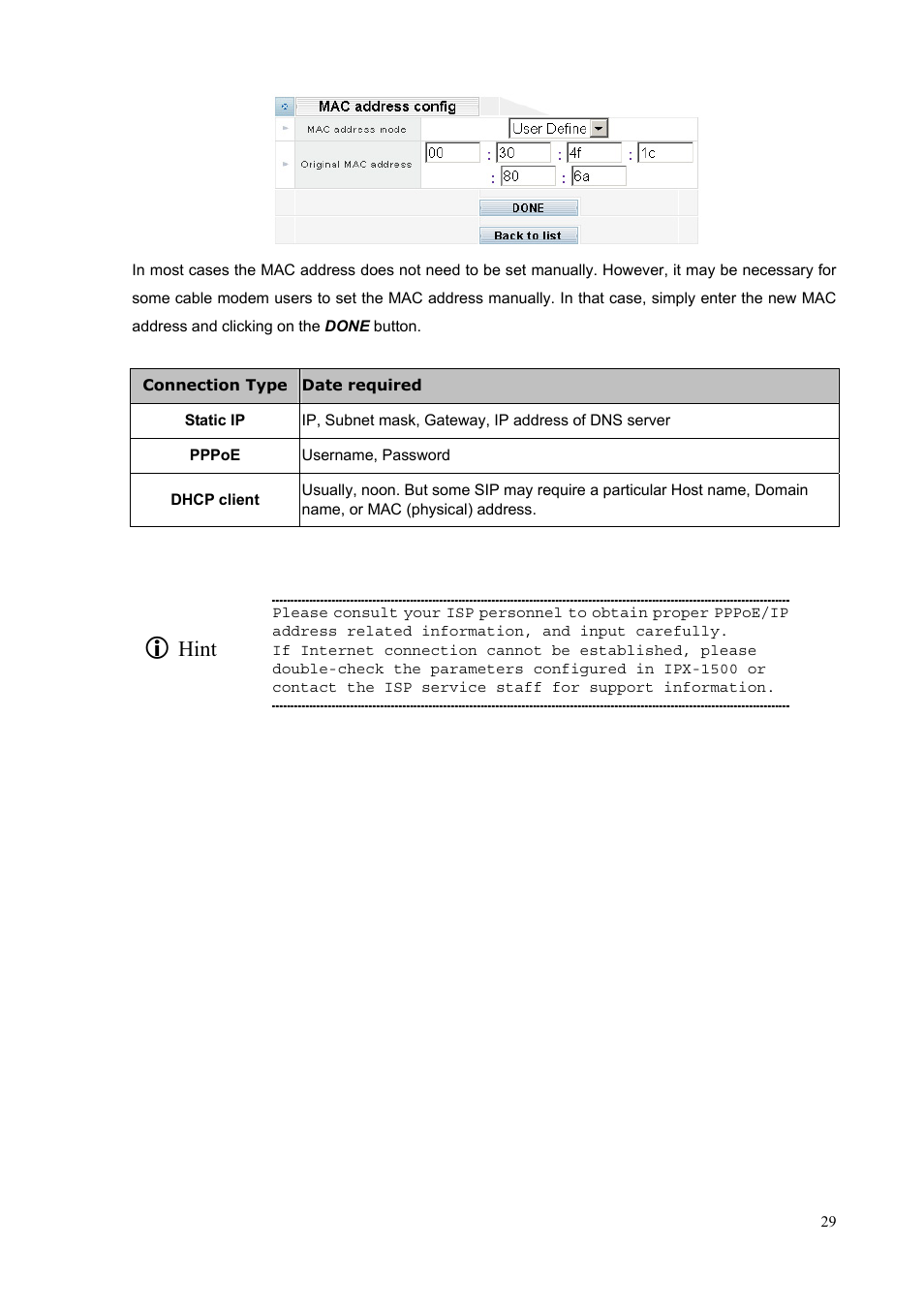 Hint | PLANET IPX-1500 User Manual | Page 29 / 85