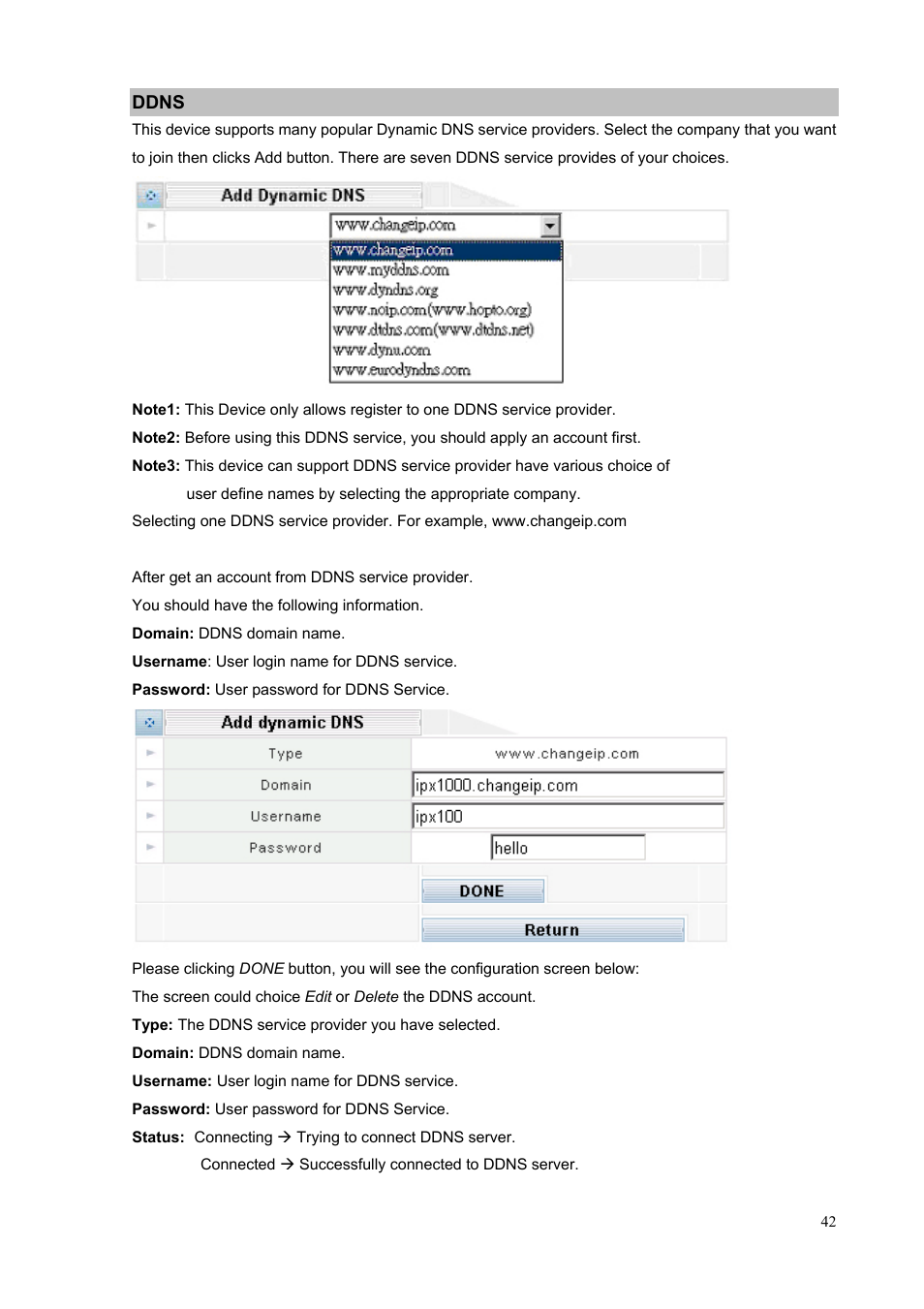 Ddns | PLANET IPX-1500 User Manual | Page 42 / 85