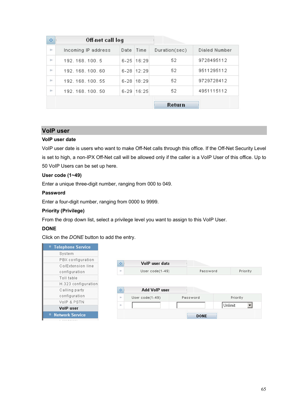 Voip user | PLANET IPX-1500 User Manual | Page 65 / 85