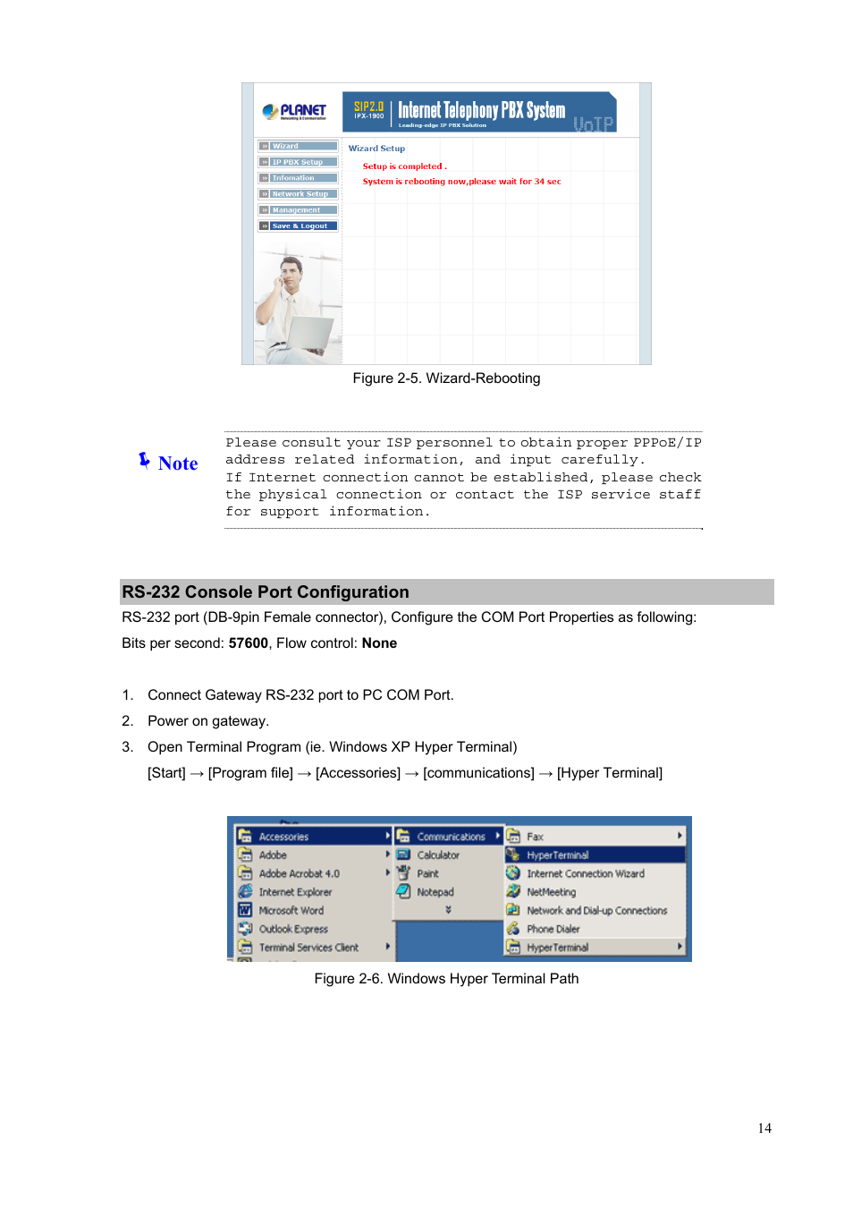 Rs-232 console port configuration | PLANET IPX-1900 User Manual | Page 14 / 84