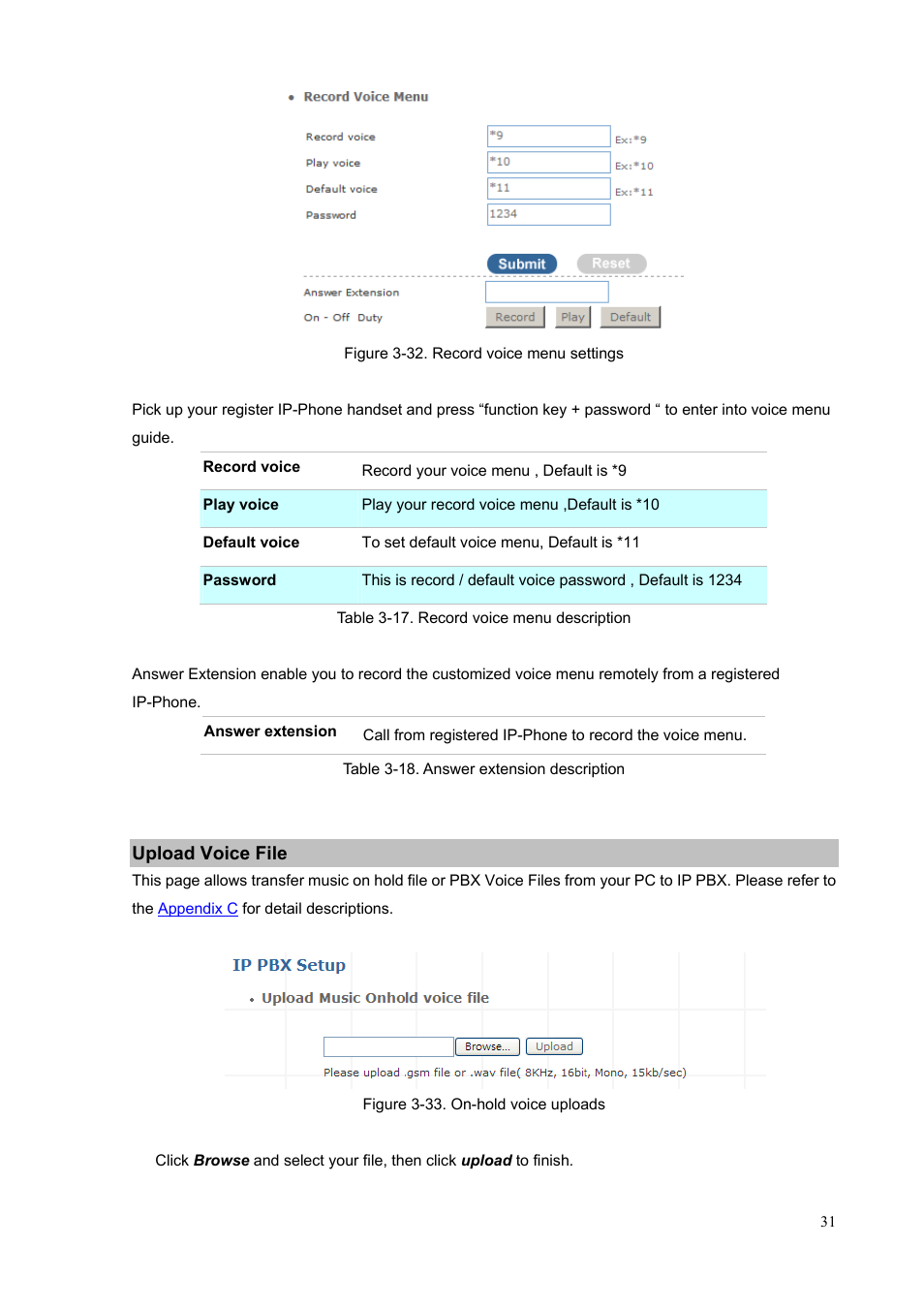 Upload voice file | PLANET IPX-1900 User Manual | Page 31 / 84