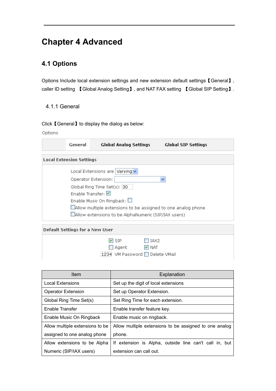 Chapter 4 advanced, 1 options, 1 general | PLANET IPX-1980 User Manual | Page 43 / 89