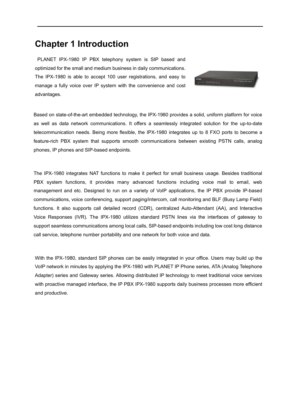 Chapter 1 introduction | PLANET IPX-1980 User Manual | Page 6 / 89