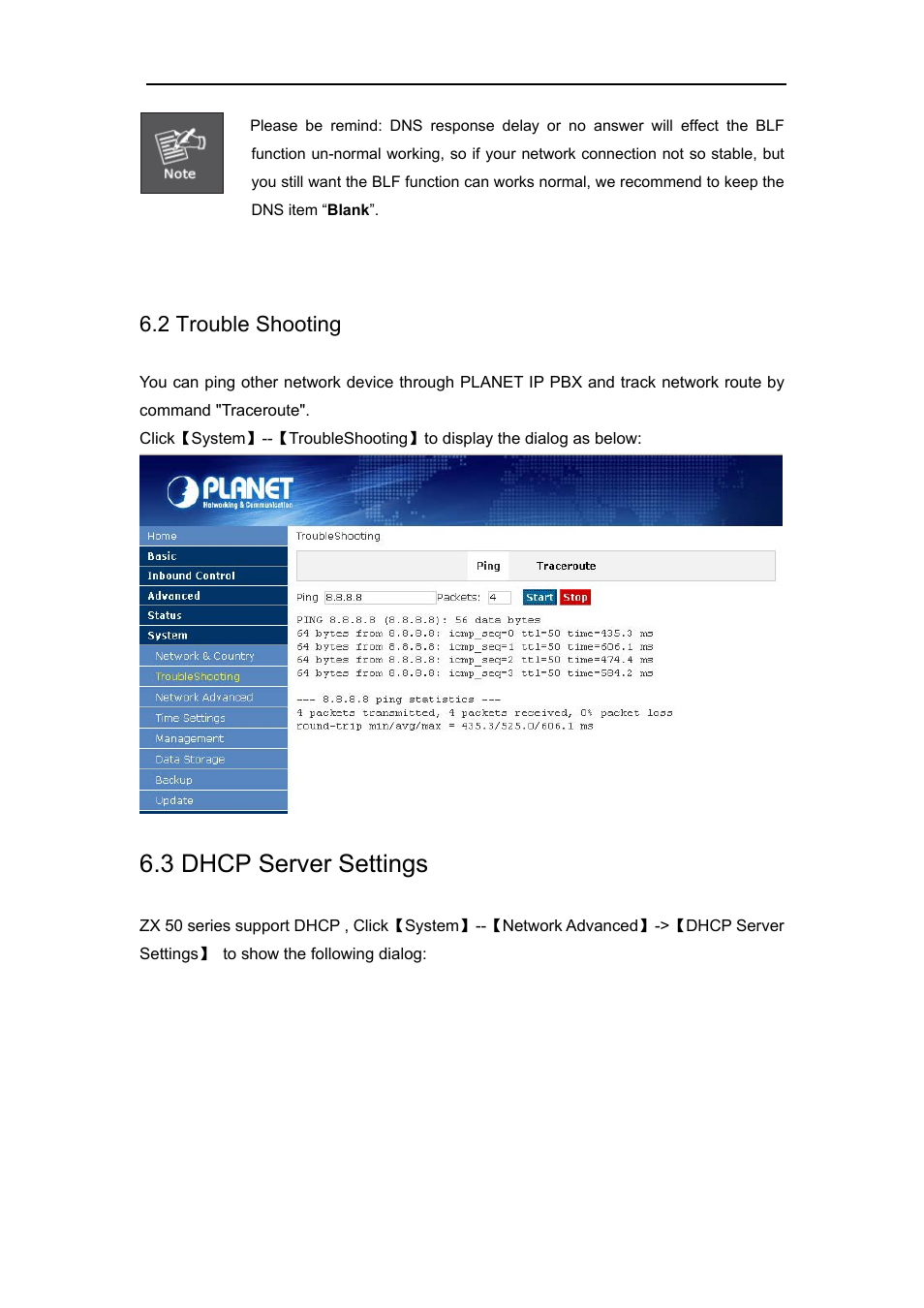 2 trouble shooting, 3 dhcp server settings, 2 trouble | Shooting | PLANET IPX-1980 User Manual | Page 66 / 89