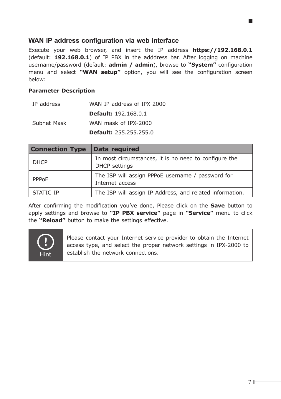 Wan ip address configuration via web interface | PLANET IPX-2000 User Manual | Page 8 / 14