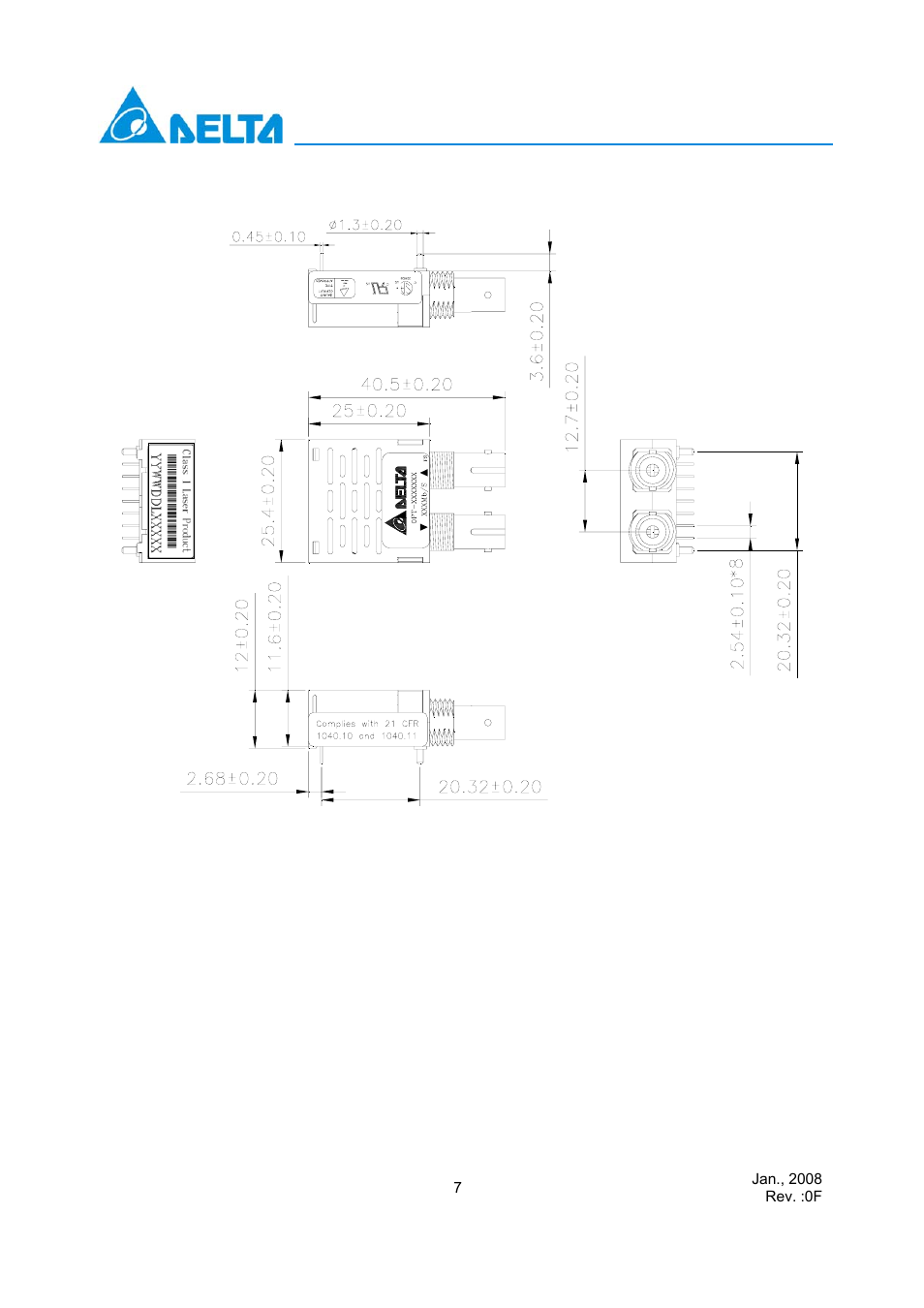 Delta Electronics Optical Transceiver Modules OPT-155Axxxx User Manual | Page 7 / 9