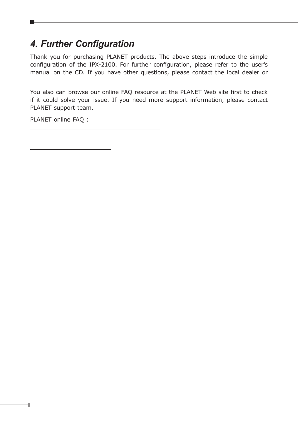 Further configuration | PLANET IPX-2100 User Manual | Page 10 / 12