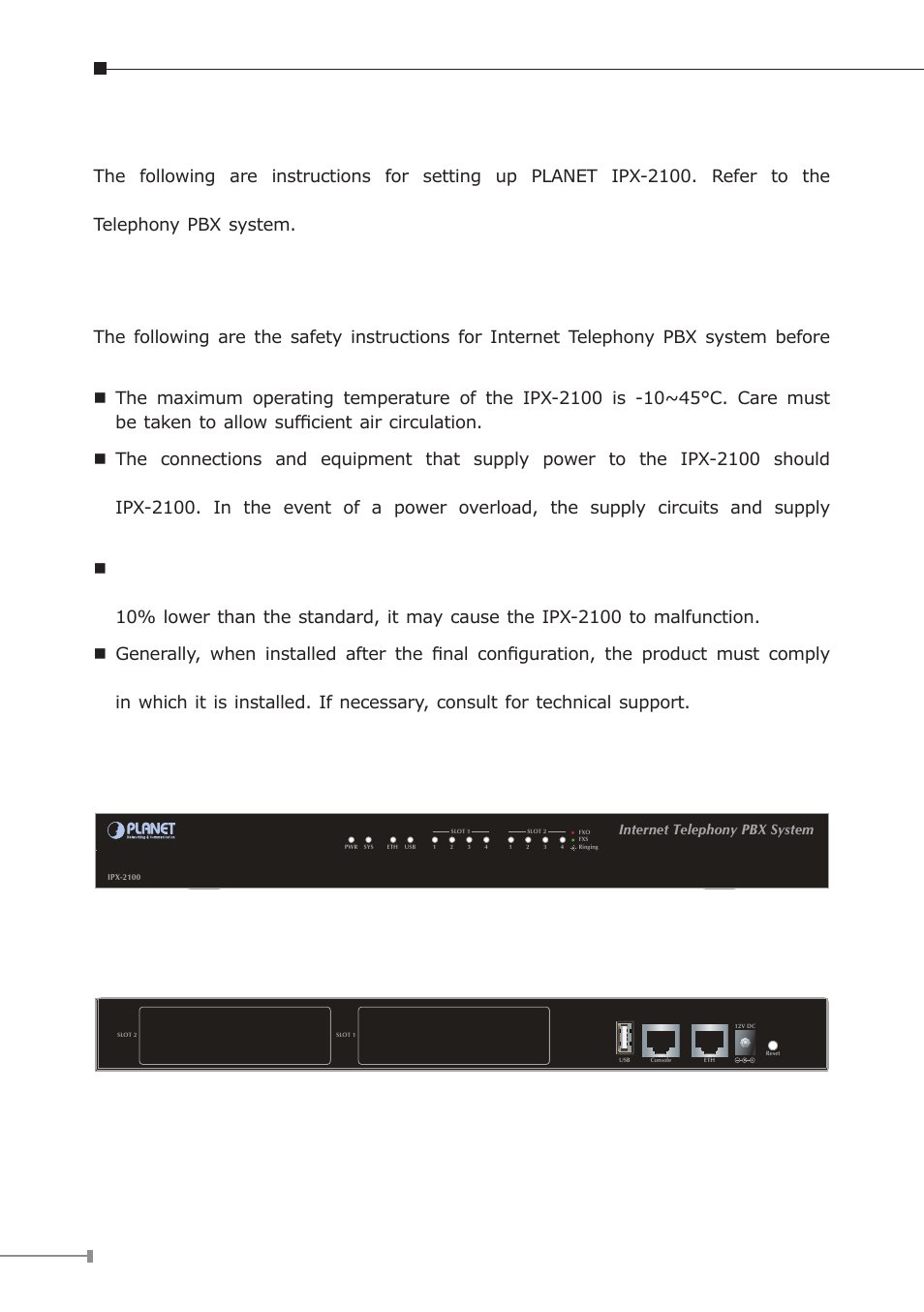 Hardware installation, 1 safety instructions, 2 physical introduction | PLANET IPX-2100 User Manual | Page 4 / 12