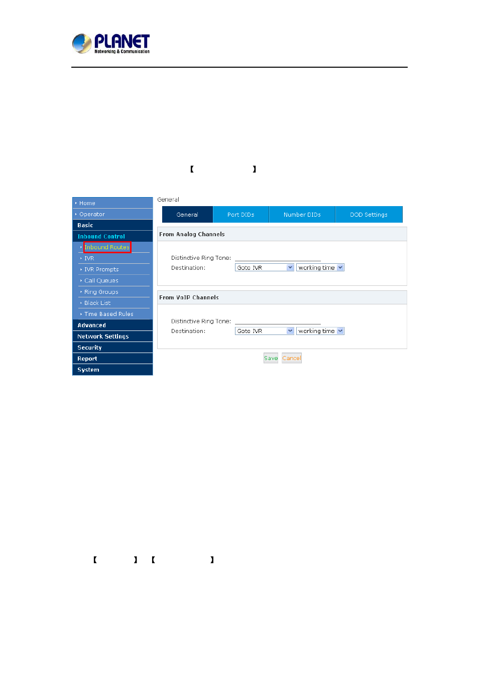 4 inbound call, 1 inbound routes | PLANET IPX-2100 User Manual | Page 35 / 102