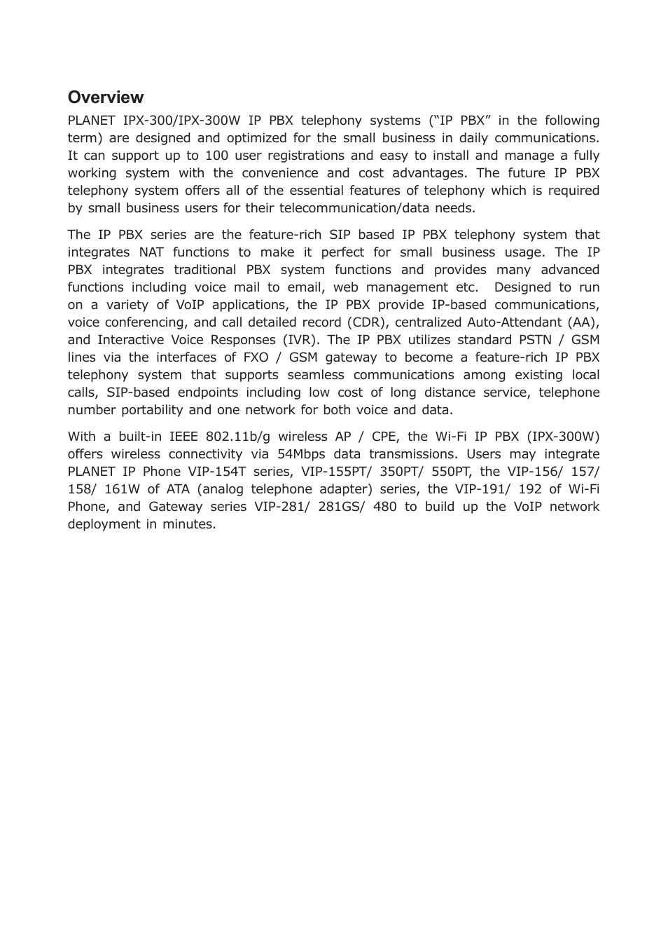 Overview | PLANET IPX-300 User Manual | Page 2 / 20