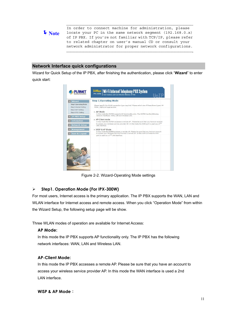 Network interface quick configurations | PLANET IPX-300 User Manual | Page 11 / 96