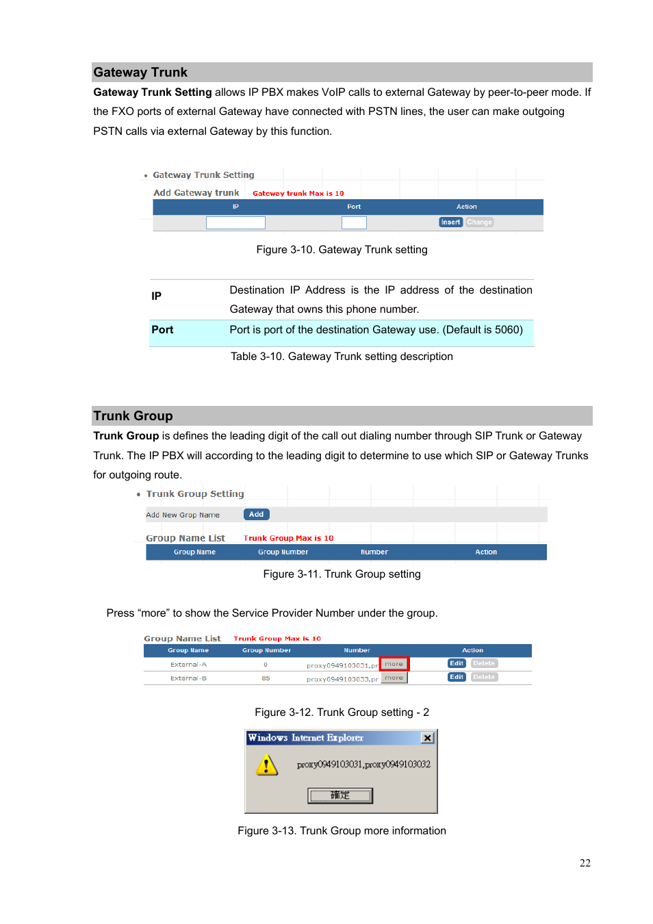 Gateway trunk, Trunk group, Gateway trunk trunk group | PLANET IPX-300 User Manual | Page 22 / 96