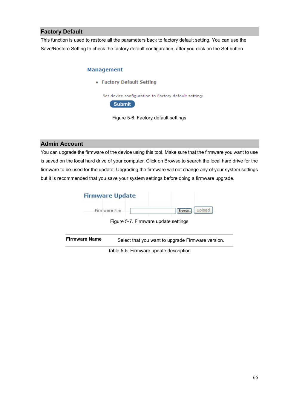 Factory default, Admin account, Factory default admin account | PLANET IPX-300 User Manual | Page 66 / 96