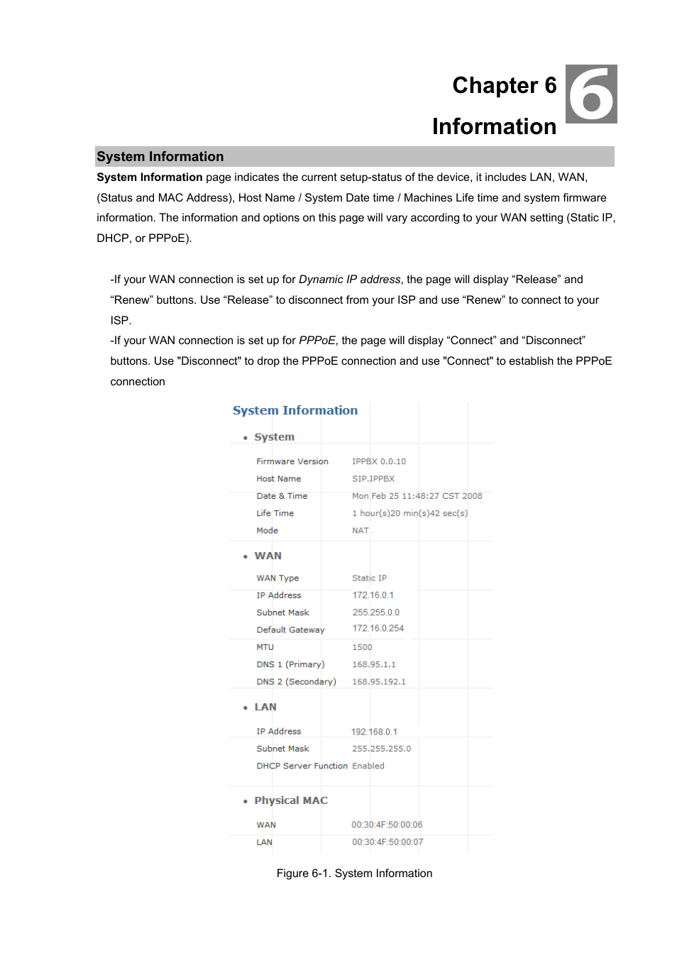 Chapter 6 information, System information | PLANET IPX-300 User Manual | Page 67 / 96