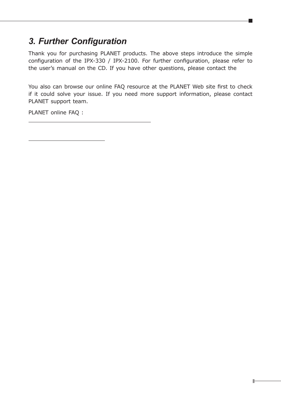 Further configuration | PLANET IPX-330 User Manual | Page 15 / 16