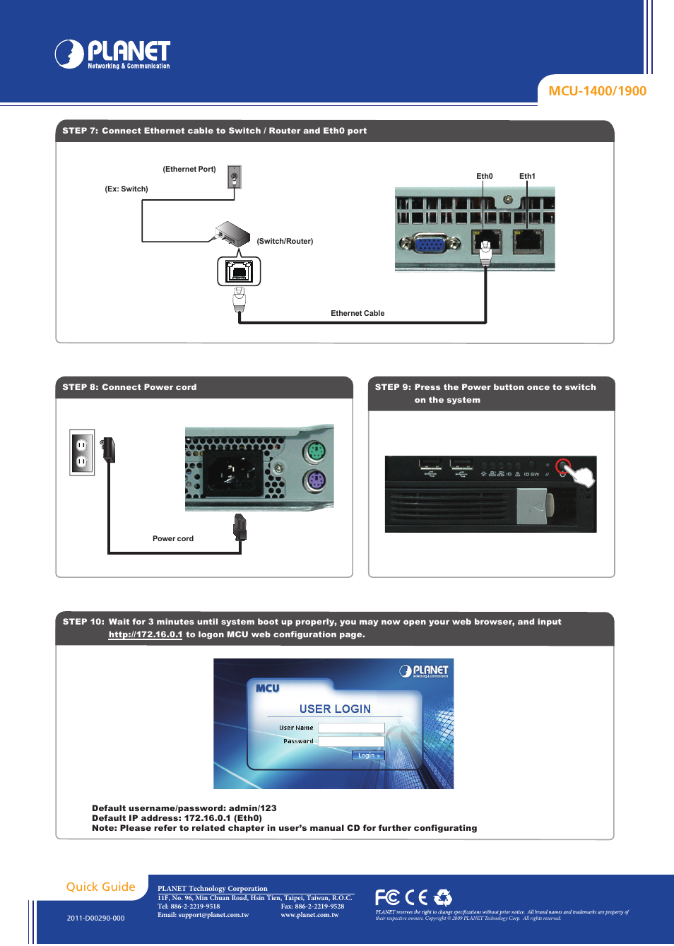 Quick guide | PLANET MCU-1400 User Manual | Page 2 / 2